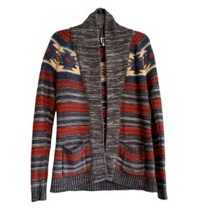 Roxy Southwestern Stripe Shawl Collar Cardigan – Small – Missing Belt Sash